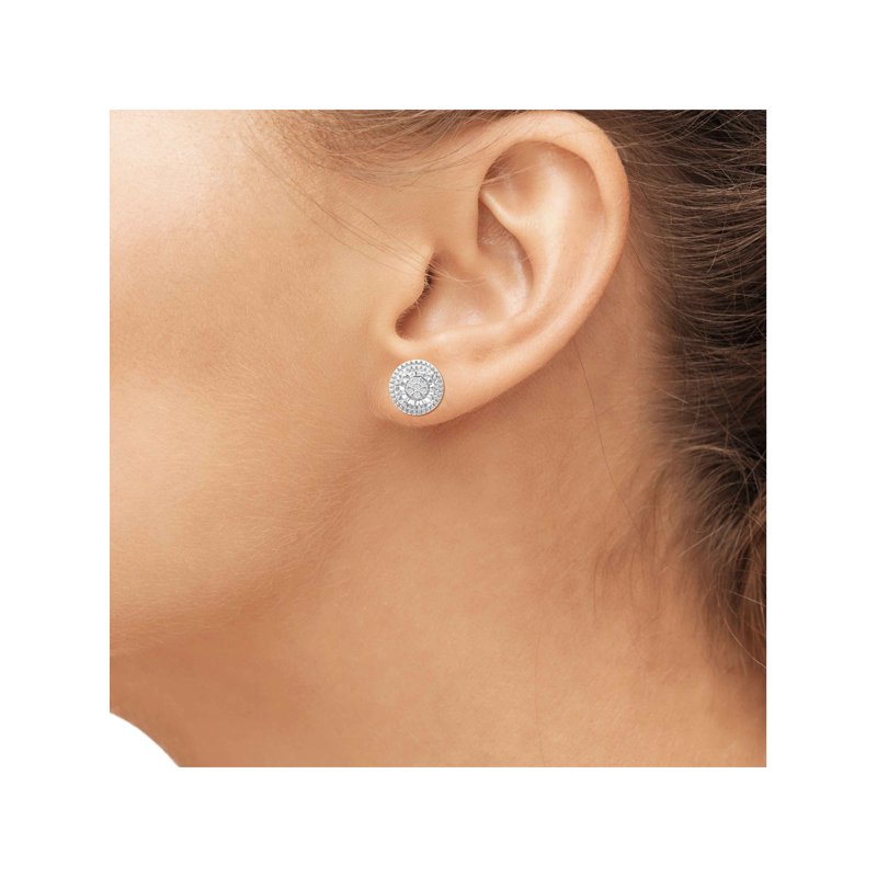 Sterling Silver Diamond Stud Earrings 1/20 Carat White Sparkle Jewelry