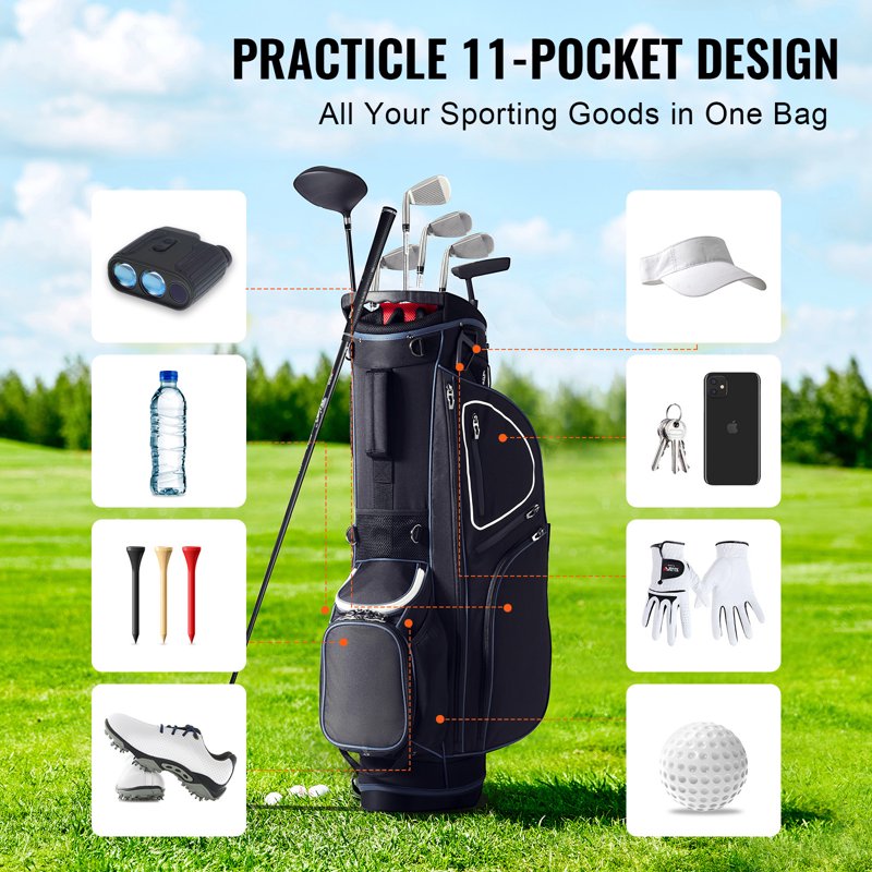 Golf Cart Bag with 14-Way Divider, 36", 11 Pockets, Waterproof & Durable