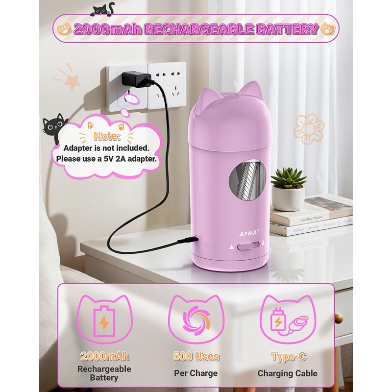 Automatic Electric Pencil Sharpener - Rechargeable Cordless Kids & Studio Use