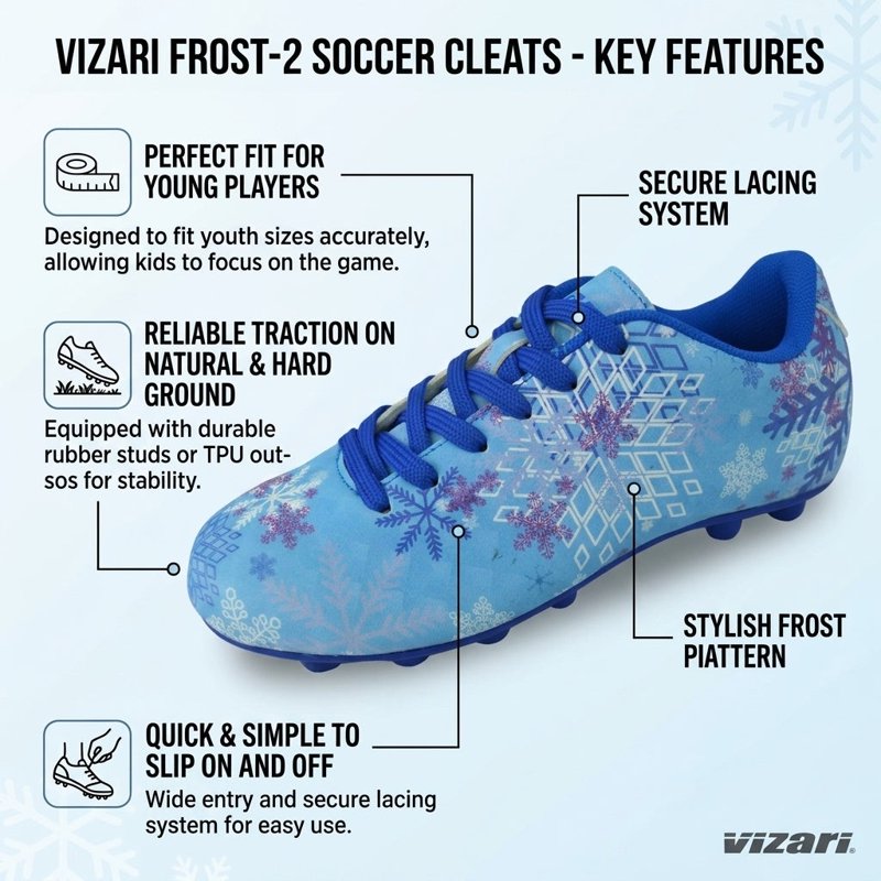 Vizari Frost Kids Soccer Cleats Outdoor Firm Ground – Blue Purple 1Y