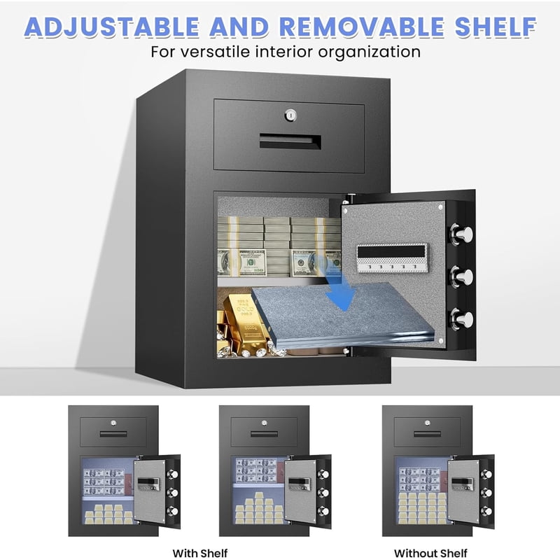 Digital Home Safe Box with Widened Frame and Adjustable Shelf for Jewelry and Valuables
