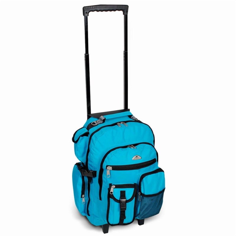 Unisex Deluxe Rolling Backpack with Wheels 13.5x18.5x7 Turquoise