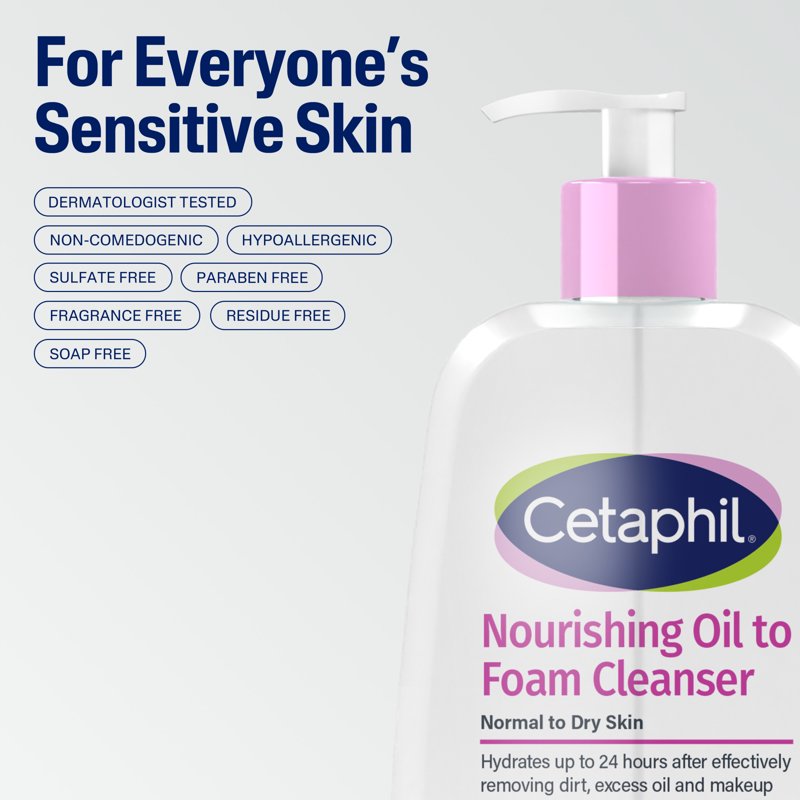 Gentle Oil-to-Foam Facial Cleanser for Sensitive Skin - 16 fl oz
