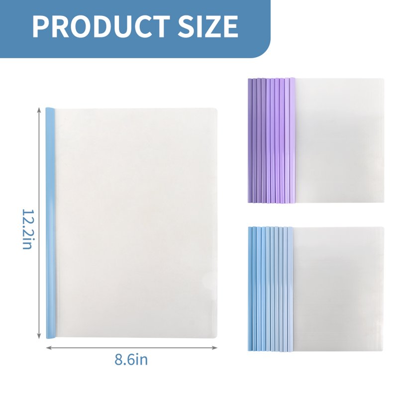 Clear Report Covers with Sliding Bar - 10mm, 75 Sheets Capacity, Gradient Color Pack of 20