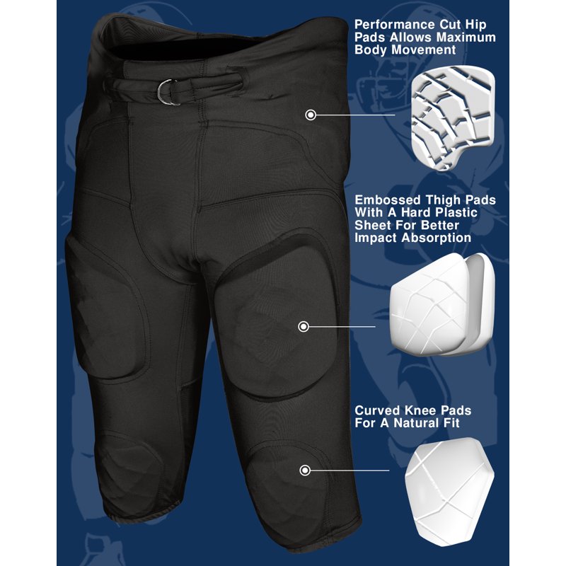 Men's Football Pants with Built-in Protective Pads - Lightweight & Flex Fit