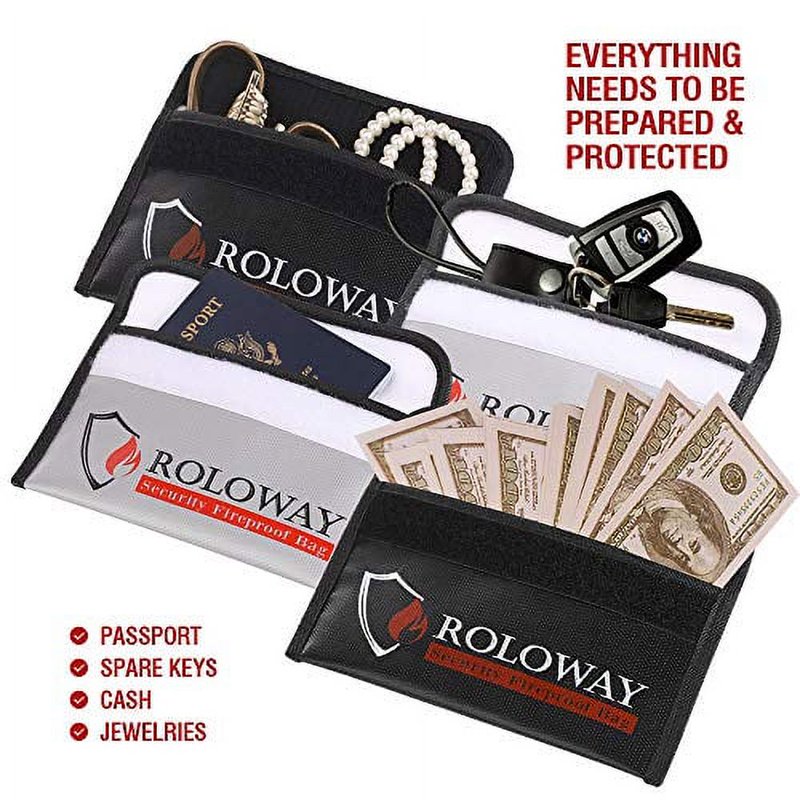 Fireproof Money Bag Set for Valuables - Water & Heat Resistant Travel Safe