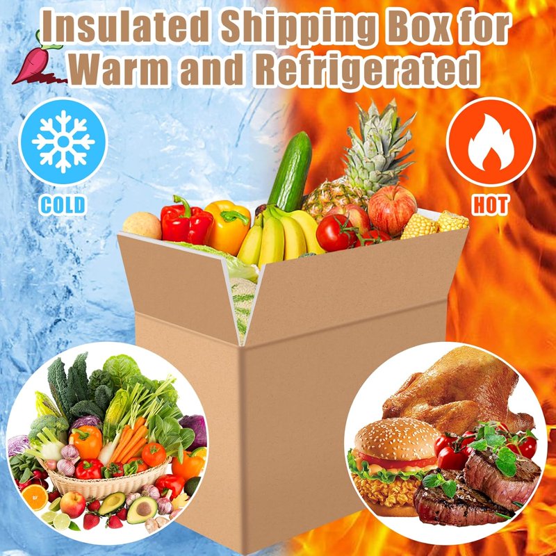 Insulated Shipping Boxes 10 Pack for Frozen Food Cold Transport - Reusable Foil & Foam Liners