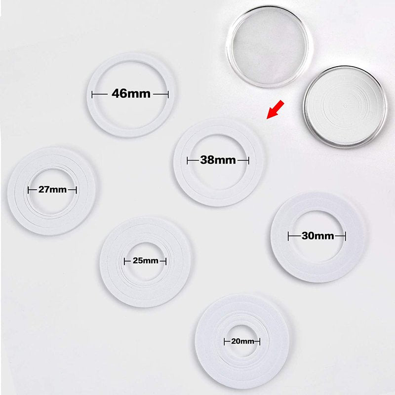 Coin Collection Storage Case with 96 Coin Capsules and Foam Gaskets - White