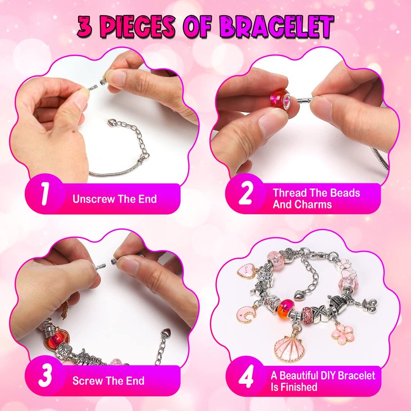 Kids Jewelry Making Kit for 5-12 Year Old Girls - DIY Charm Bracelets Set