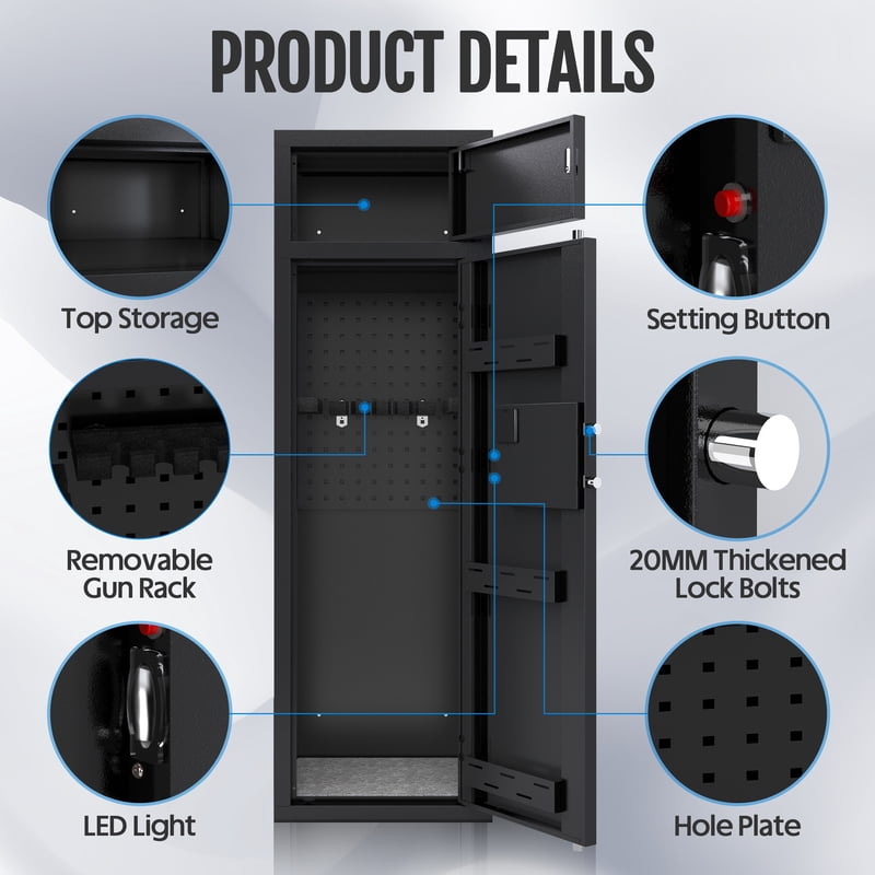 Large Gun Safe for Rifles & Shotguns, Digital Keypad Security Storage
