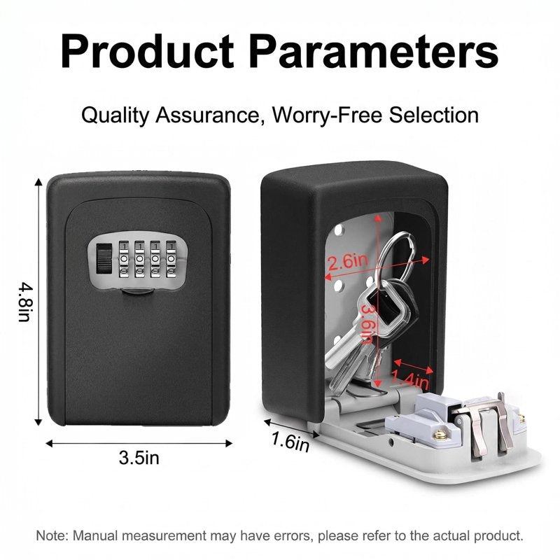 Outdoor Key Lock Box with Resettable Combination Secure Safe for Wall Mounting