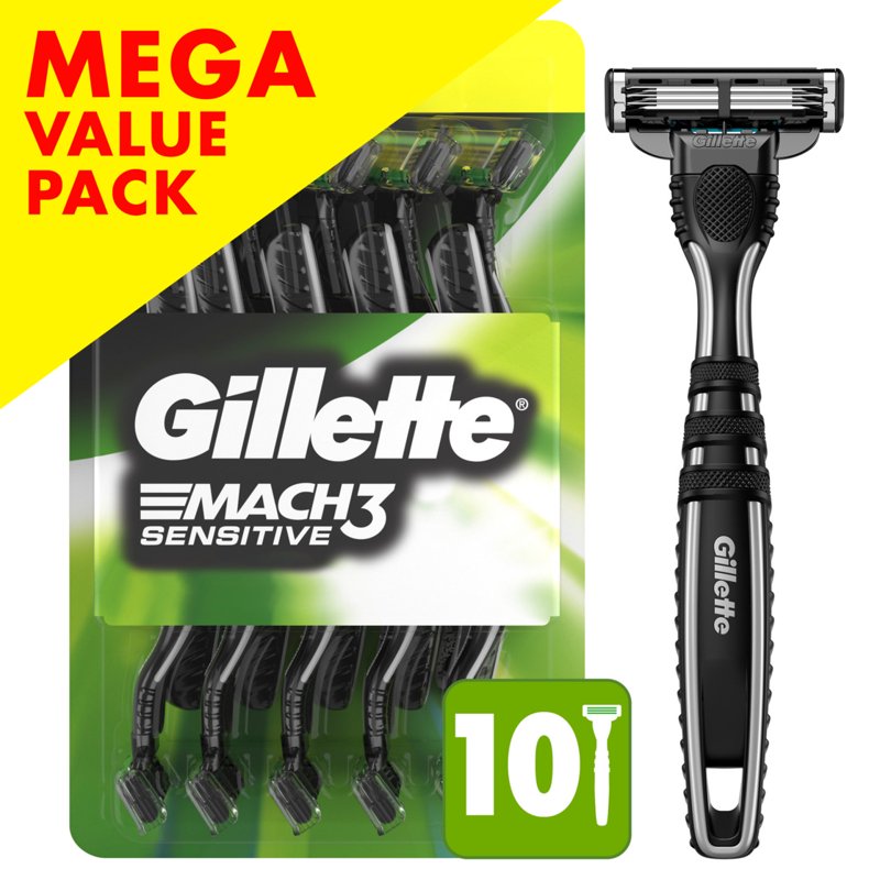Men's Disposable Razors for Sensitive Skin 4-Pack Gillette Mach3