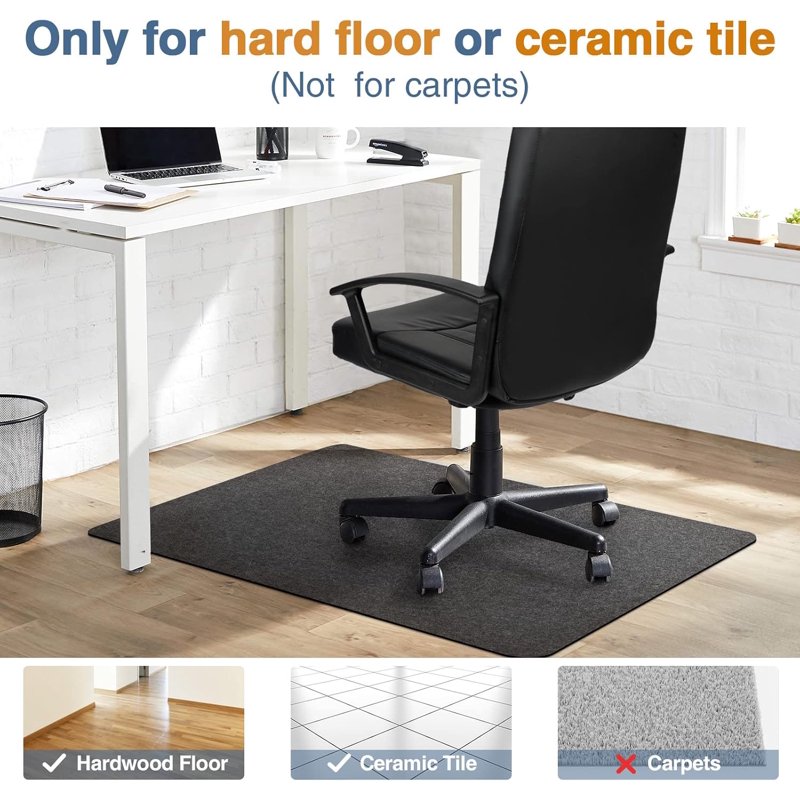 Large 55x35 Inch Office Chair Floor Mat for Hard Floors - Anti-Slip PVC Rug Protector