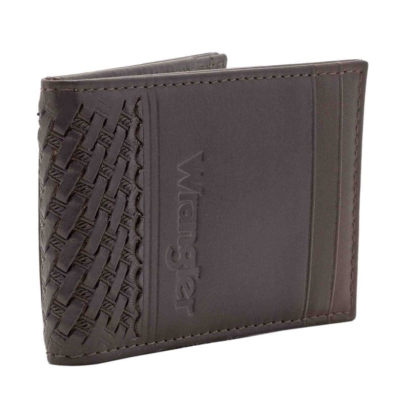 Men's Genuine Leather Wallet with Magnetic Closure and Basket Weave Design