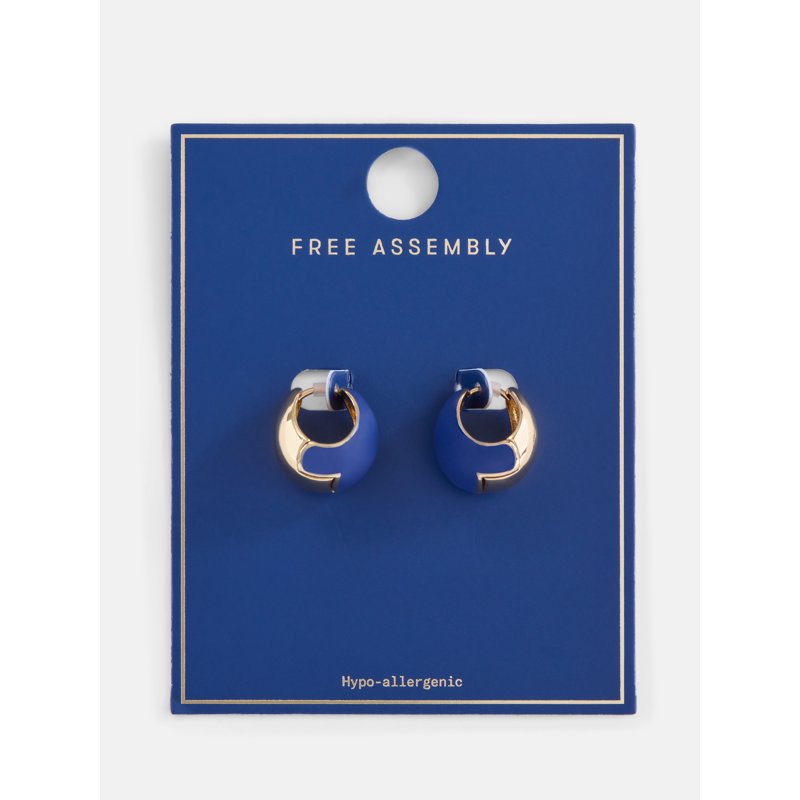 Two-Tone Hoop Earrings for Women - Hypoallergenic, Chunky, Gold & Enamel