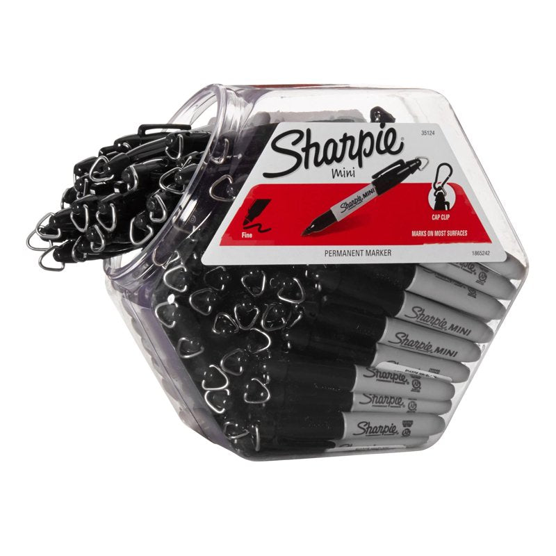 Mini Permanent Markers Set - Fine Point, 72 Black Ink Markers in Canister