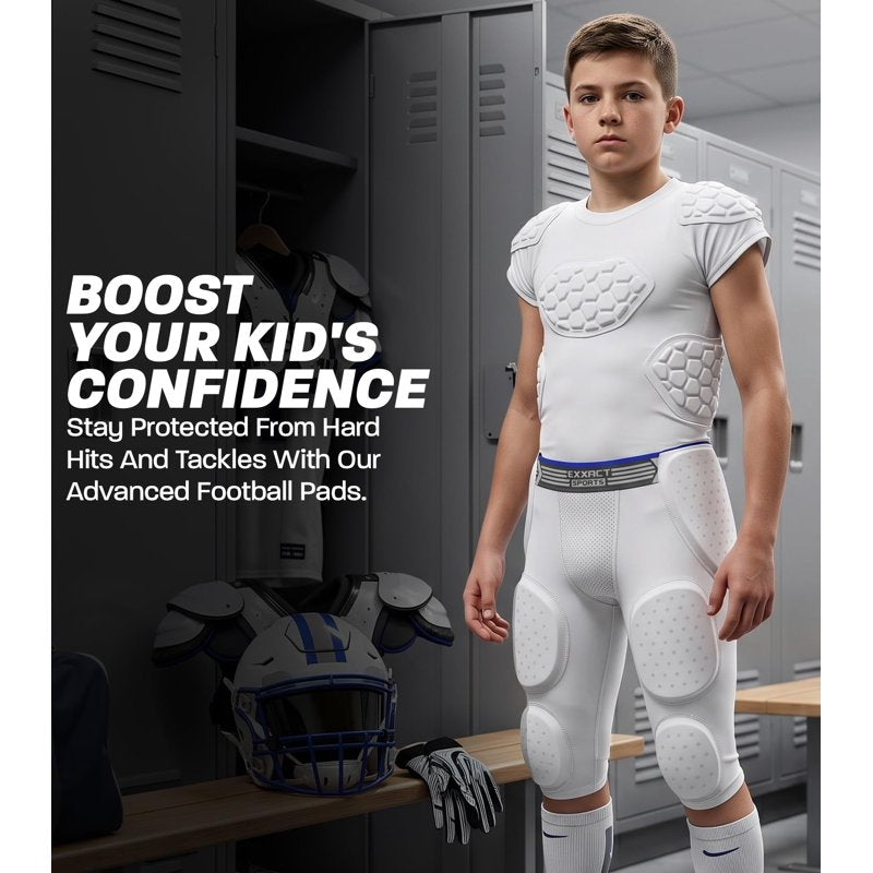 Youth Football Girdle with 7-Pad Protection, Cup Pocket & Compression Fit