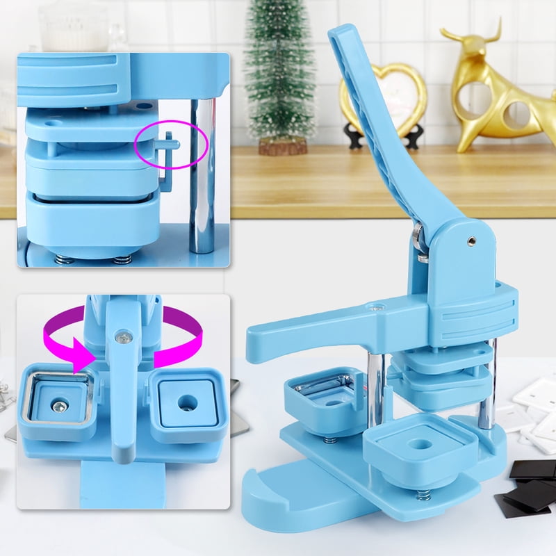 Square Button Maker Machine for DIY Fridge Magnets – 2''x2'' Complete Craft Kit