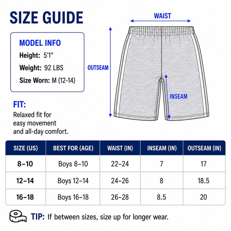 Kids Athletic Shorts 4 Pack - Performance Mesh Basketball & Gym Shorts