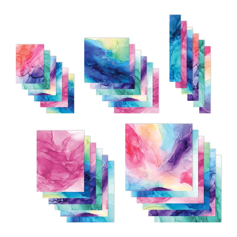 Alcohol Ink Craft Paper Pack - Multi-Size, 30 Sheets for Fluid Art & Scrapbooking
