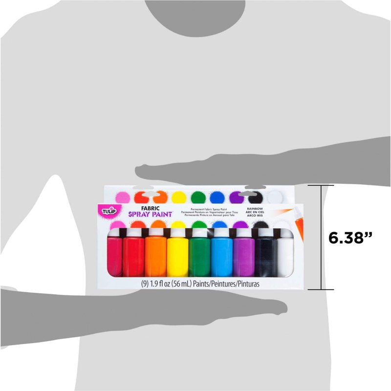 Rainbow Fabric Spray Paint 9-Pack - Permanent, Washable, Eco-Friendly