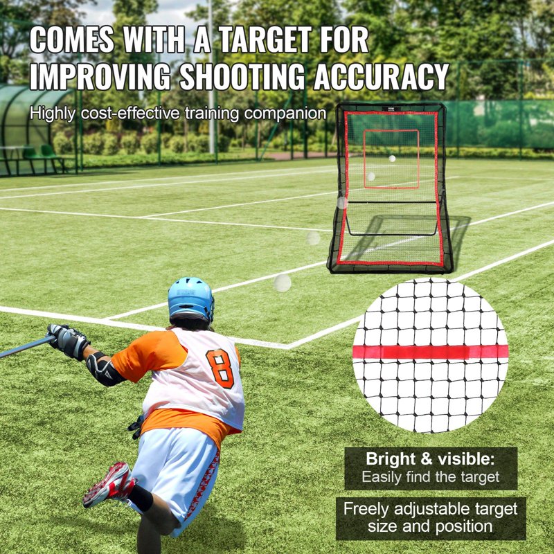 5x7ft Lacrosse Rebounder Net - Portable Baseball Softball Volleyball Practice Wall with Adjustable Angles