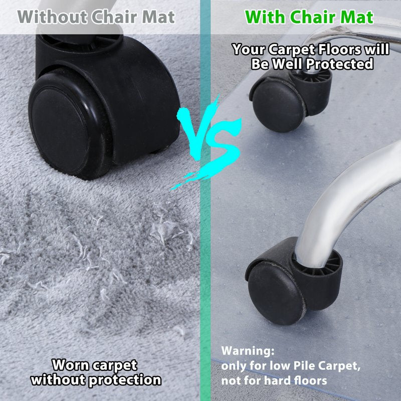 Office Chair Floor Mat for Carpet 46x60 Inches - White, Anti-Slip Protector