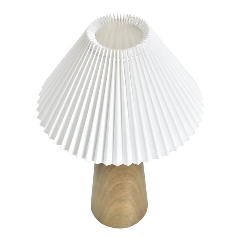 Wood Grain Finish Table Lamp with Pleated Shade - Indoor Accent Lighting
