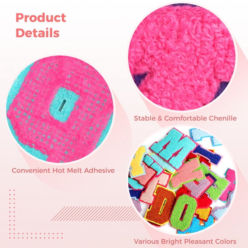 104PCS Colorful Chenille Letter Patches - Iron-On DIY Embroidered A-Z Set
