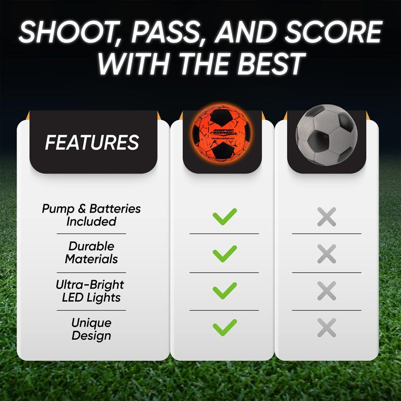 Glow-in-the-Dark LED Soccer Ball – Official Size 5 with Pump & Pre-Installed Batteries