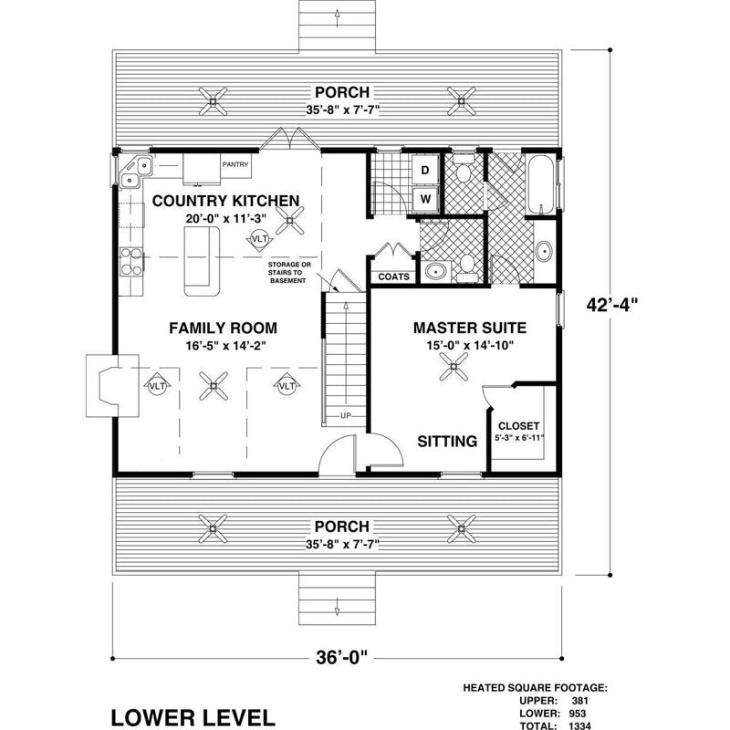 Architectural House Blueprints for Cottage Home with Basement - 5 Printed Sets