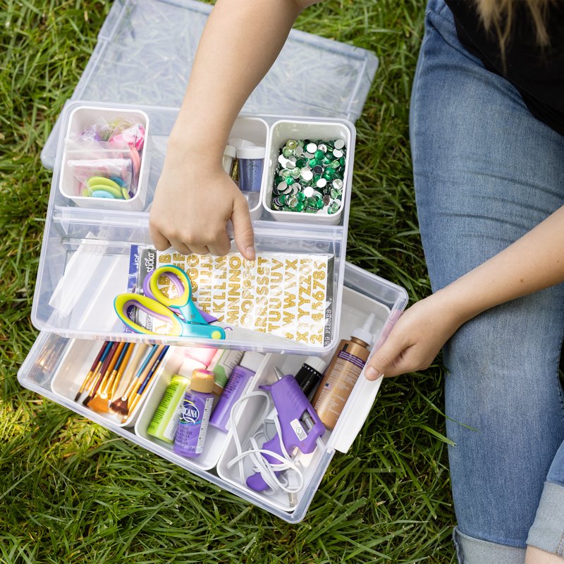 Clear Plastic Craft Storage Containers Set - 7-Piece Organization Kit