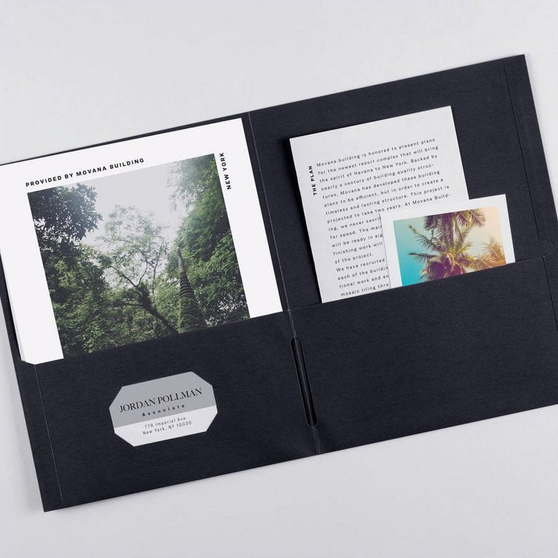 Letter Pocket Folder 8.5 x 11 Inches, 40 Sheet Capacity, 2 Internal Pockets, Black