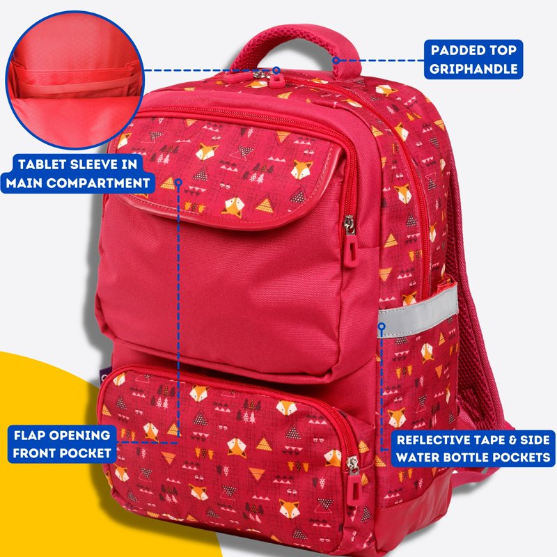 Kids 15-Inch School Backpack with Pencil Case - Reflective & Padded Comfort