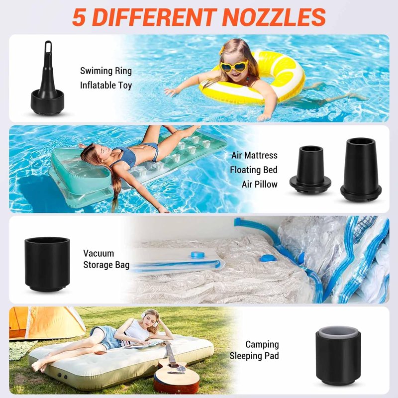 Portable Mini Air Pump with 3200mAh Battery for Inflatables, Fast Inflation & Deflation