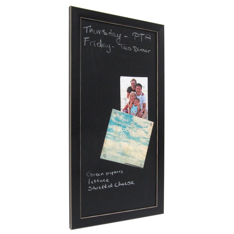Magnetic Chalkboard Wall Sign 13 x 26 Inches - Framed Blackboard for Home Office Kitchen