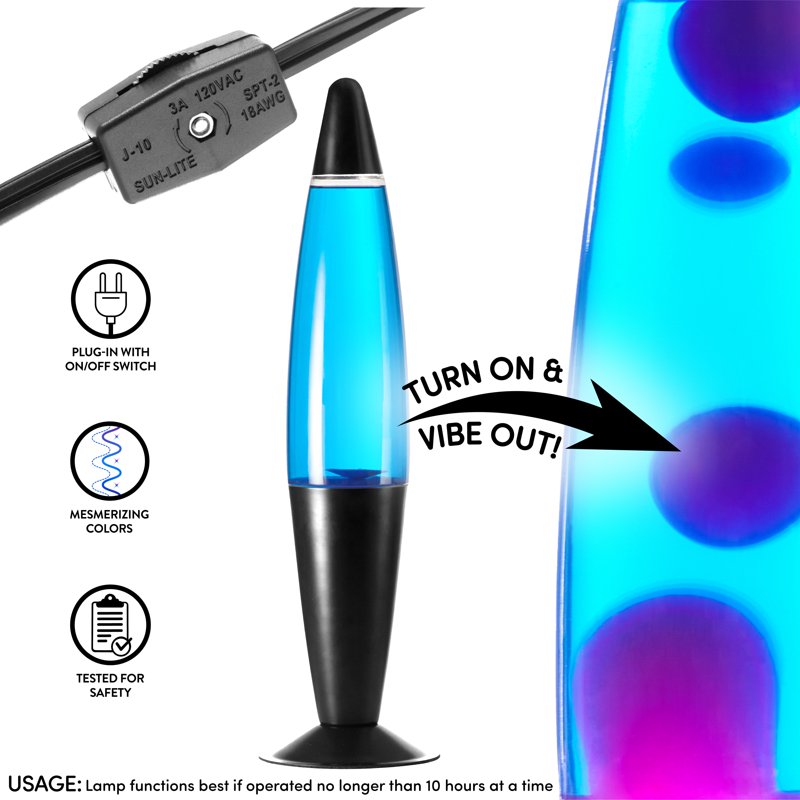 16-Inch Galaxy LED Motion Lava Lamp with Color Variants and Black Metal Base