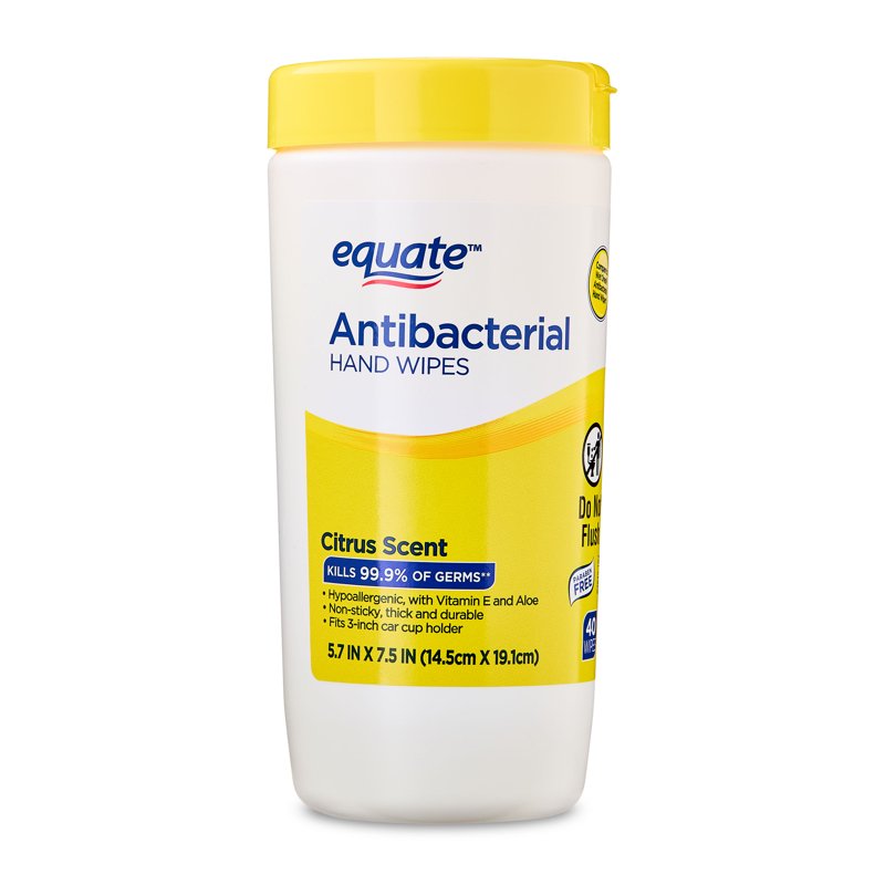 3 Pack Antibacterial Hand Wipes - Citrus Scent, 40 Wipes per Pack