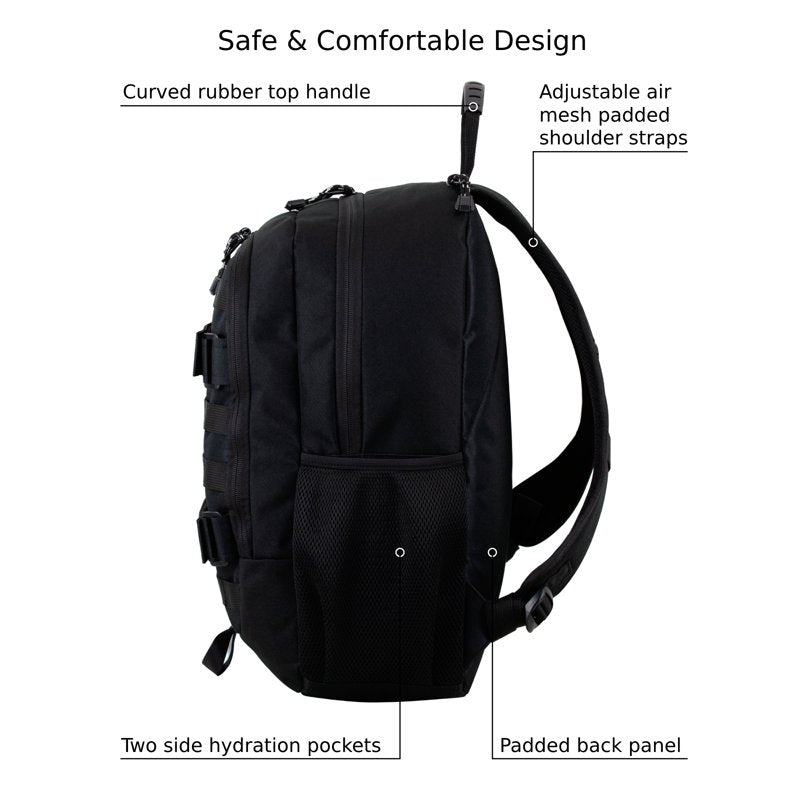 Skater Backpack with Skateboard Straps and Multiple Compartments - Durable & Rugged Design