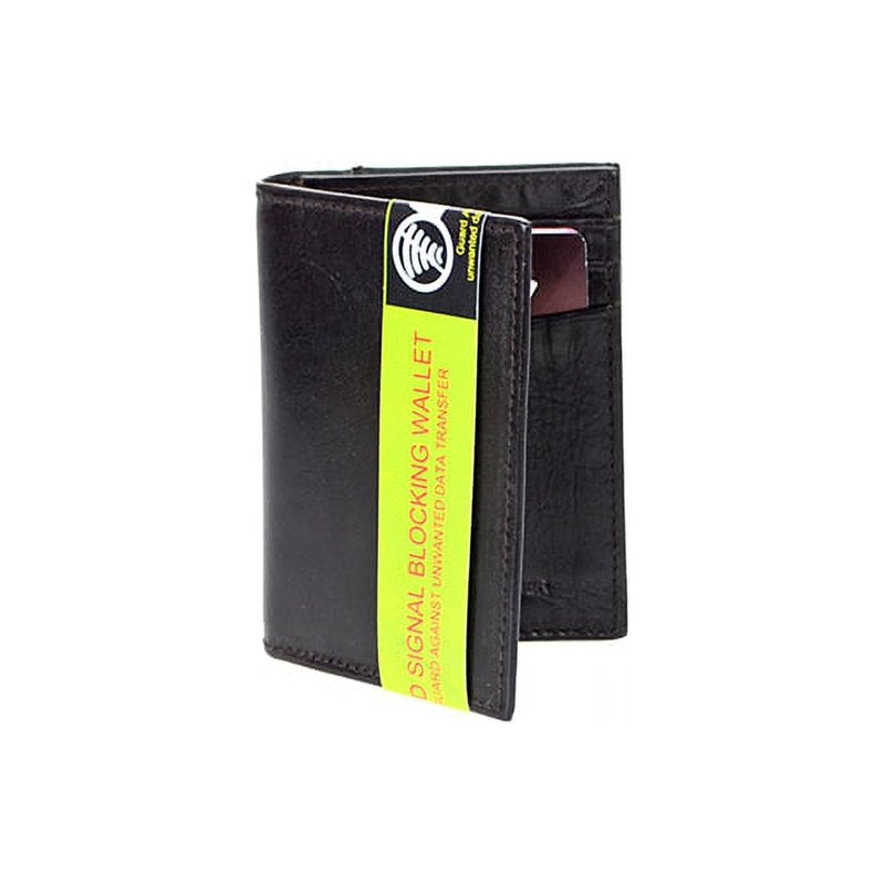 RFID Signal Blocking Leather Wallet Card Case - Large Capacity Men’s Slim Bi-Fold