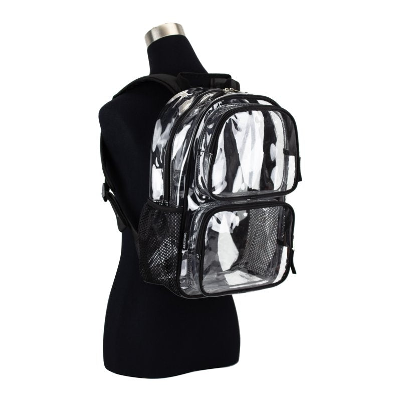 Clear Backpack for School Gym Travel - Padded & Water Bottle Pockets