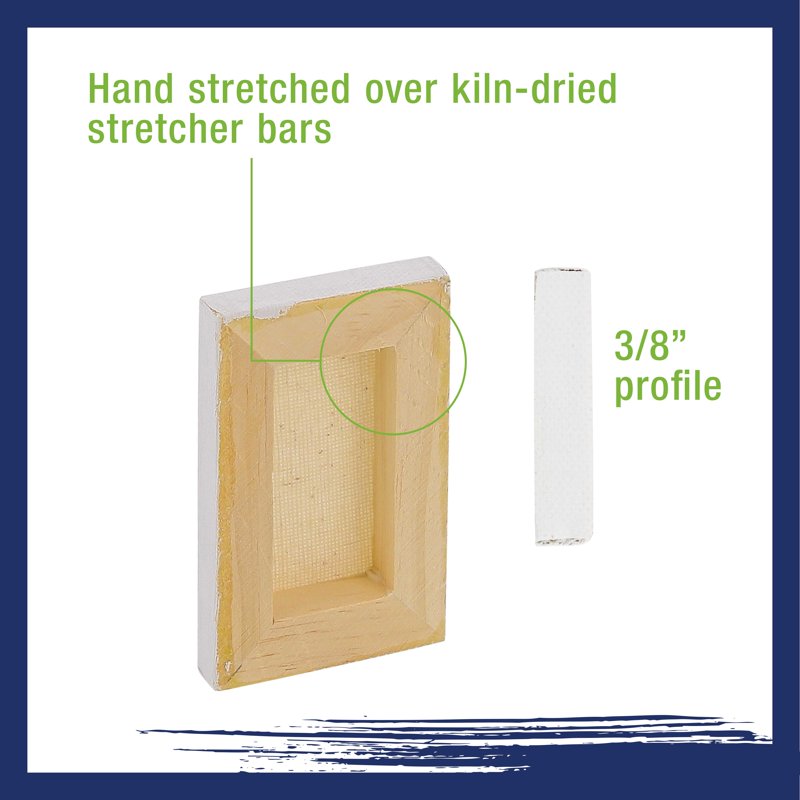 Mini Primed Stretched Canvas Set - 3x4 Inch for Painting & Crafts, 12 Pieces