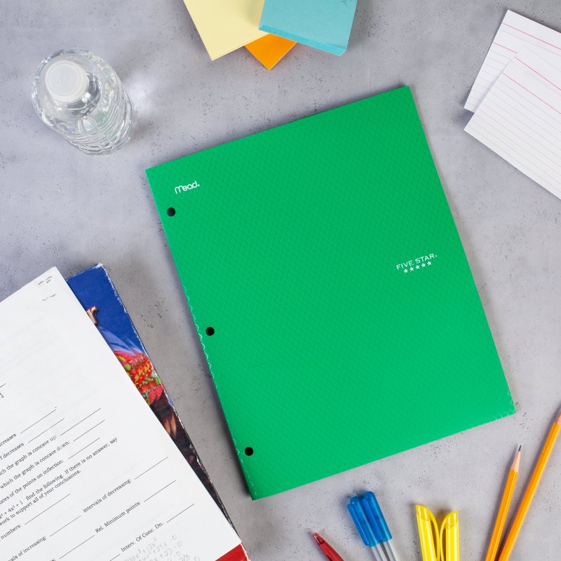 2-Pocket Plastic Folder with Tabs and Reinforced Spine for School and Office Use