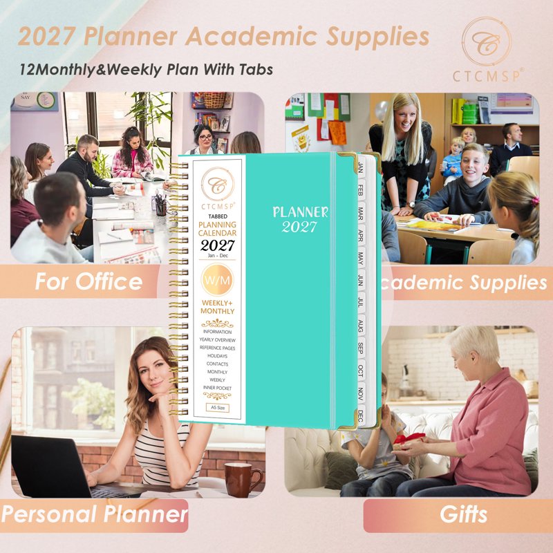 2027 Weekly Monthly Planner Calendar Notebook 6.3x8.5 Inches Hardcover Schedule