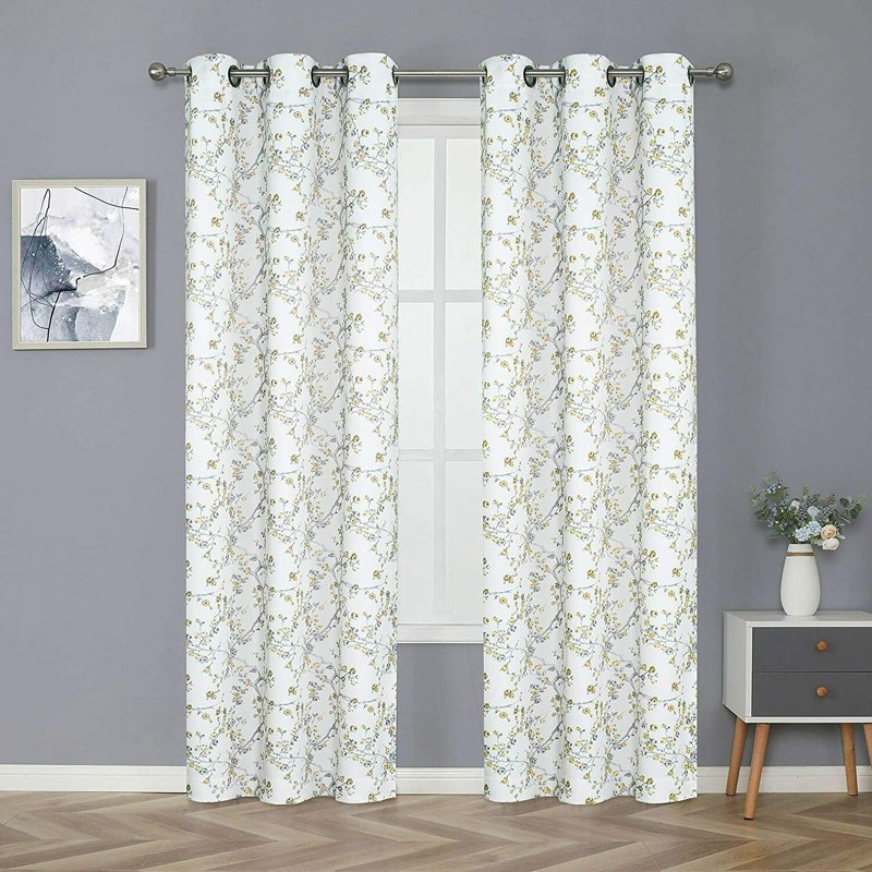 Shabby Chic 2 Pack Cherry Blossom Room Darkening Curtains - Assorted Colors