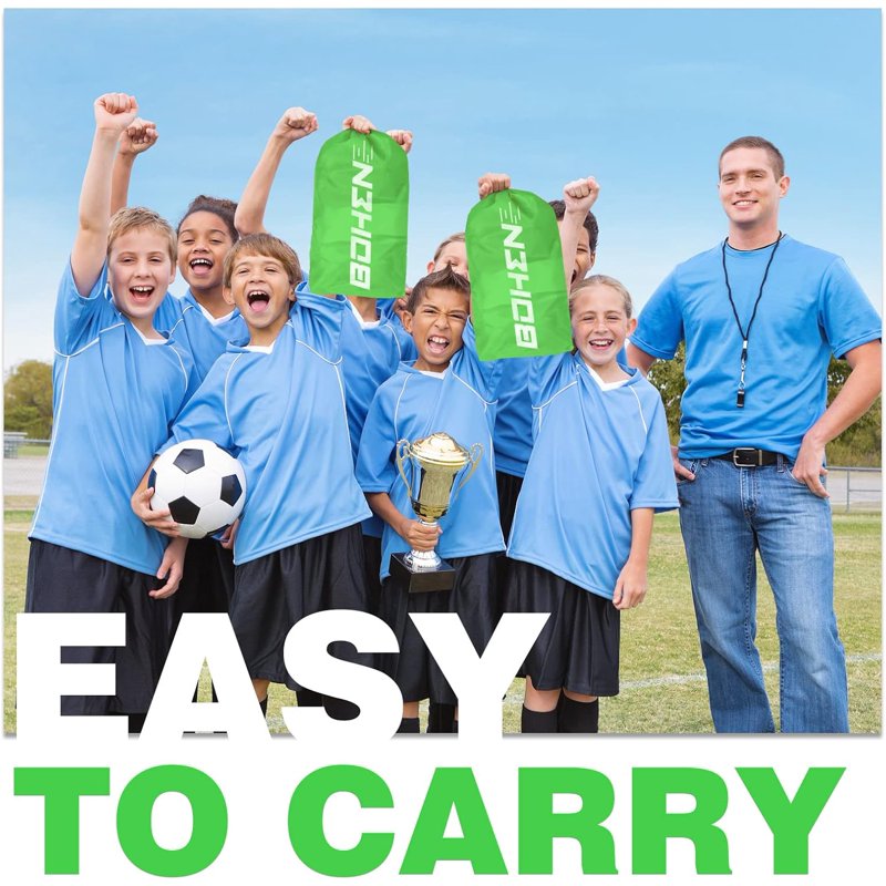 BOHEN 9x5ft Portable Soccer Goal Set - 2 Pack, Easy Fold, carrying bag, Green