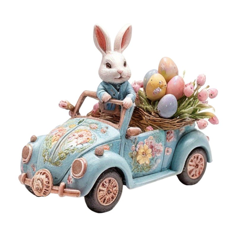 Easter Bunny and Eggs Acrylic Hollow Out Desktop Decoration with Base - Holiday Centerpiece
