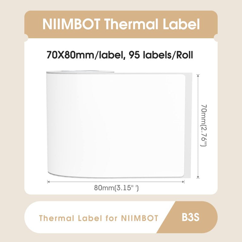 Thermal Label Roll for B3S Printer 2.76x3.15 Inches Waterproof & Tear-Resistant