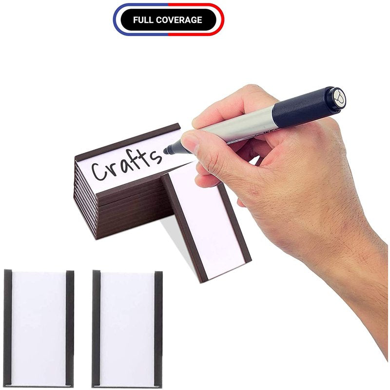 Magnetic Shelf Label Holders with Removable Strips & Protectors - 75 Pieces