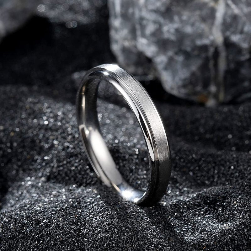 Brushed Titanium Wedding Band with Comfort Fit - 4mm Men’s Ring
